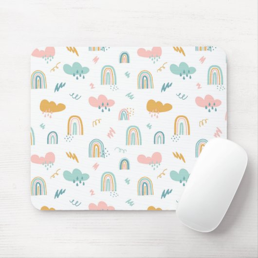 Fun Rainbow & Rain Cloud Pattern Mousepad (Mit Mouse)