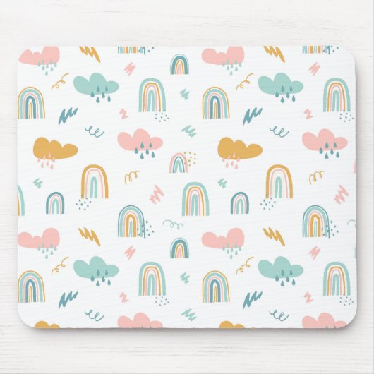 Fun Rainbow & Rain Cloud Pattern Mousepad (Vorne)