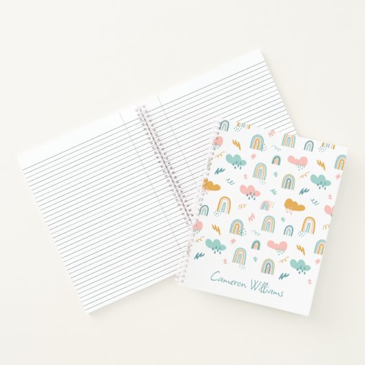 Fun Rainbow & Rain Cloud Pattern Notizblock (Innenseite)