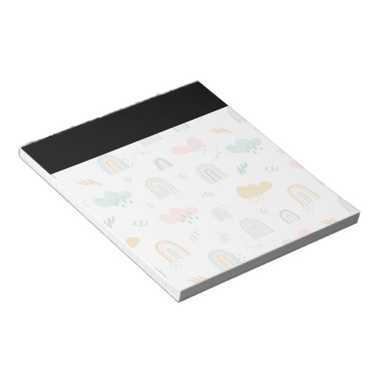 Fun Rainbow & Rain Cloud Pattern Notizblock (angewinkelt)