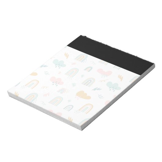 Fun Rainbow & Rain Cloud Pattern Notizblock (Rotiert)