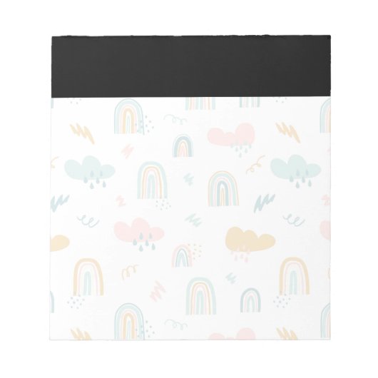 Fun Rainbow & Rain Cloud Pattern Notizblock (Vorderseite)
