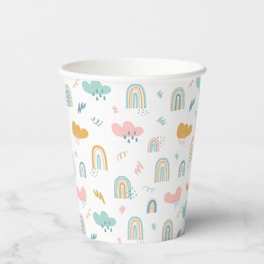 Fun Rainbow & Rain Cloud Pattern Pappbecher (Rückseite)