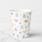 Fun Rainbow & Rain Cloud Pattern Pappbecher (Links)