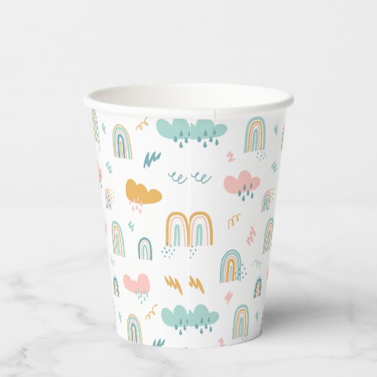 Fun Rainbow & Rain Cloud Pattern Pappbecher (Rechts)
