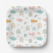 Fun Rainbow & Rain Cloud Pattern Pappteller (Vorderseite)