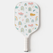 Fun Rainbow & Rain Cloud Pattern Pickleball Schläger (Rückseite)