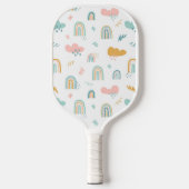 Fun Rainbow & Rain Cloud Pattern Pickleball Schläger (Vorderseite)