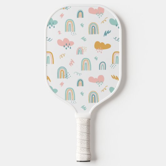 Fun Rainbow & Rain Cloud Pattern Pickleball Schläger (Vorderseite)