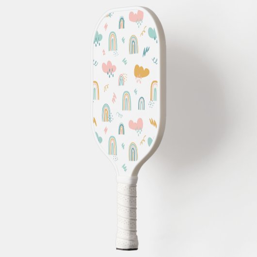 Fun Rainbow & Rain Cloud Pattern Pickleball Schläger (Links)