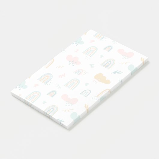 Fun Rainbow & Rain Cloud Pattern Post-it Klebezettel (angewinkelt)