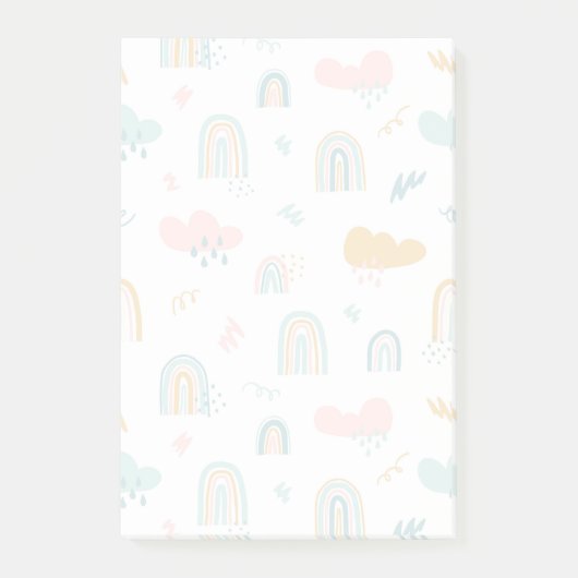 Fun Rainbow & Rain Cloud Pattern Post-it Klebezettel (Vorderseite)