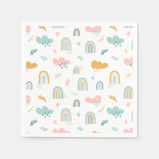 Fun Rainbow & Rain Cloud Pattern Serviette (Vorderseite)