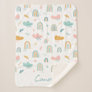 Fun Rainbow & Rain Cloud Pattern Sherpadecke