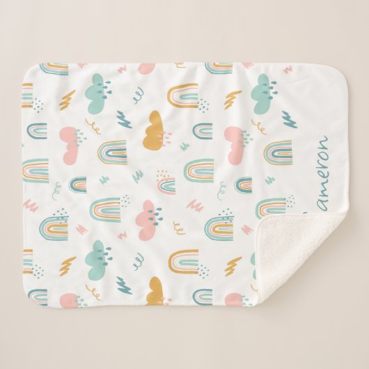 Fun Rainbow & Rain Cloud Pattern Sherpadecke (Vorderseite (Horizontal))