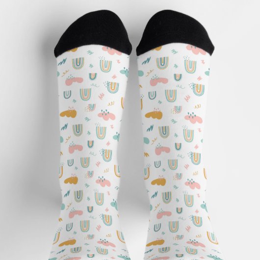 Fun Rainbow & Rain Cloud Pattern Socken (Oben)