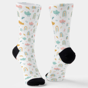 Fun Rainbow & Rain Cloud Pattern Socken