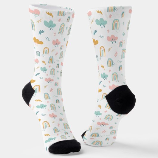 Fun Rainbow & Rain Cloud Pattern Socken (Gewinkelt)