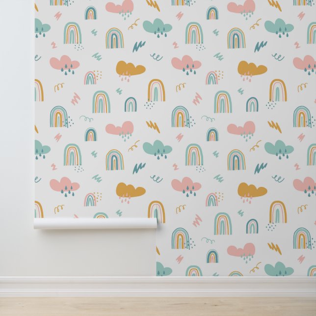 Fun Rainbow & Rain Cloud Pattern Tapete (Anwendung)