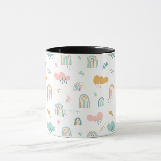 Fun Rainbow & Rain Cloud Pattern Tasse (Zentrum)