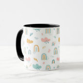 Fun Rainbow & Rain Cloud Pattern Tasse (Vorderseite Links)