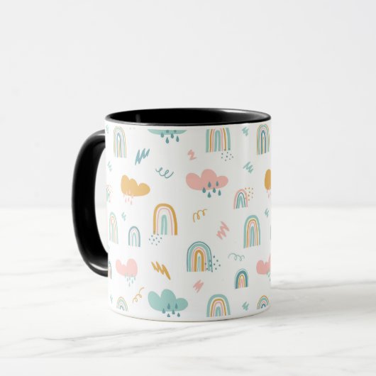 Fun Rainbow & Rain Cloud Pattern Tasse (Vorderseite Links)