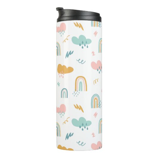Fun Rainbow & Rain Cloud Pattern Thermosbecher (Nach rechts gedreht)