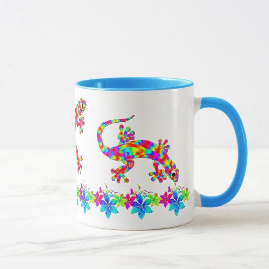 Fun Rainbow Salamander Tasse mit hellen Blume (Rechts)