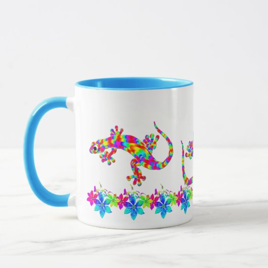 Fun Rainbow Salamander Tasse mit hellen Blume (Links)