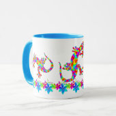 Fun Rainbow Salamander Tasse mit hellen Blume (Vorderseite Links)