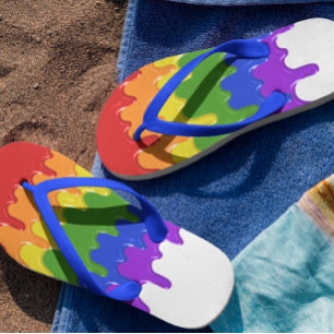 Fun Rainbow slime Paint Drips Badesandalen
