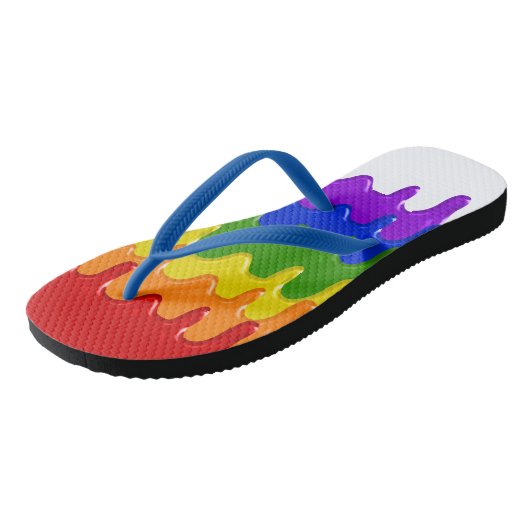 Fun Rainbow slime Paint Drips Badesandalen (Schrägansicht)