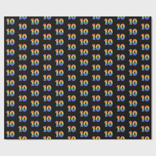 Fun Rainbow Spectrum Pattern "10" Ereignisnummer Geschenkpapier (Flach)