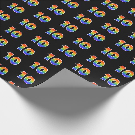 Fun Rainbow Spectrum Pattern "10" Ereignisnummer Geschenkpapier (Ecke)
