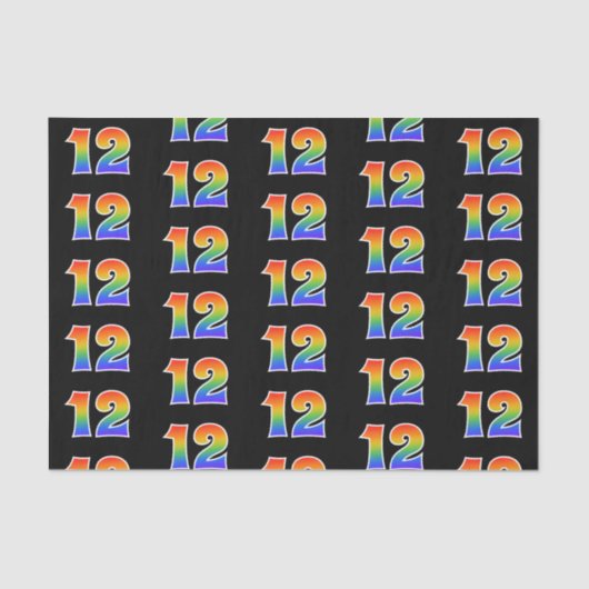 Fun Rainbow Spectrum Pattern "12" Ereignisnummer Seidenpapier (Vorderseite)