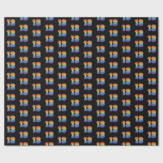 Fun Rainbow Spectrum Pattern "13" Ereignisnummer Geschenkpapier (Flach)