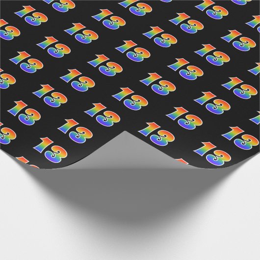 Fun Rainbow Spectrum Pattern "13" Ereignisnummer Geschenkpapier (Ecke)