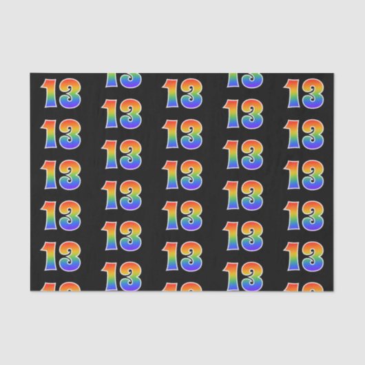 Fun Rainbow Spectrum Pattern "13" Ereignisnummer Seidenpapier (Vorderseite)