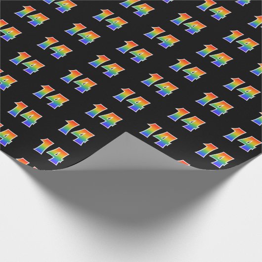 Fun Rainbow Spectrum Pattern "14" Ereignisnummer Geschenkpapier (Ecke)