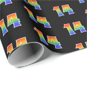 Fun Rainbow Spectrum Pattern "14" Ereignisnummer Geschenkpapier (Rolleneckpunkt)