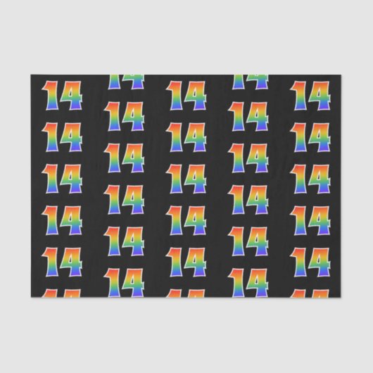 Fun Rainbow Spectrum Pattern "14" Ereignisnummer Seidenpapier (Vorderseite)