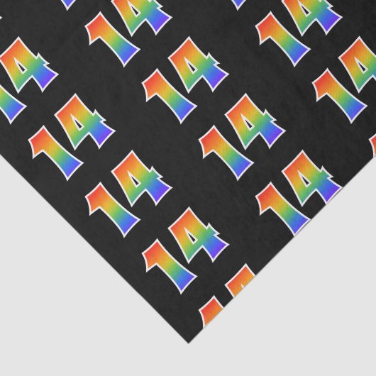Fun Rainbow Spectrum Pattern "14" Ereignisnummer Seidenpapier (Ausschnitt)