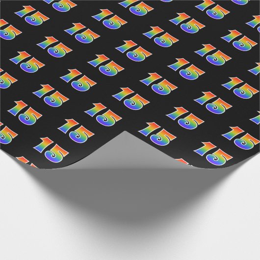 Fun Rainbow Spectrum Pattern "15" Ereignisnummer Geschenkpapier (Ecke)