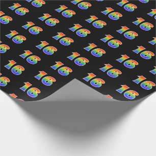 Fun Rainbow Spectrum Pattern "16" Ereignisnummer Geschenkpapier