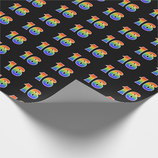 Fun Rainbow Spectrum Pattern "16" Ereignisnummer Geschenkpapier (Ecke)