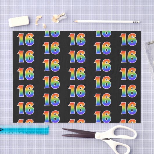 Fun Rainbow Spectrum Pattern "16" Ereignisnummer Seidenpapier (Handwerk)
