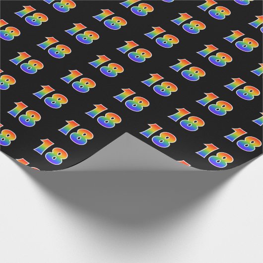 Fun Rainbow Spectrum Pattern "18" Ereignisnummer Geschenkpapier (Ecke)