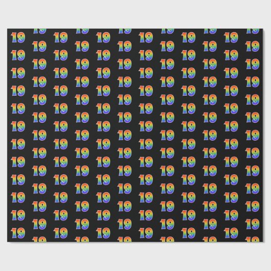 Fun Rainbow Spectrum Pattern "19" Ereignisnummer Geschenkpapier (Flach)