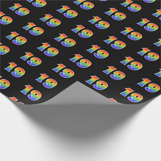Fun Rainbow Spectrum Pattern "19" Ereignisnummer Geschenkpapier (Ecke)