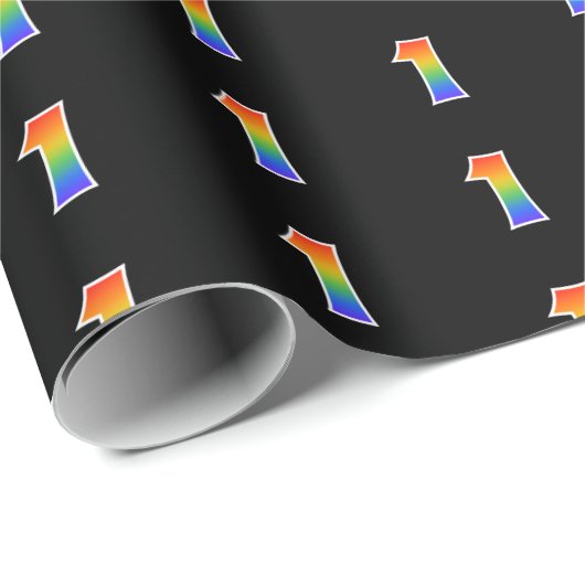 Fun Rainbow Spectrum Pattern "1" Ereignisnummer Geschenkpapier (Rolleneckpunkt)
